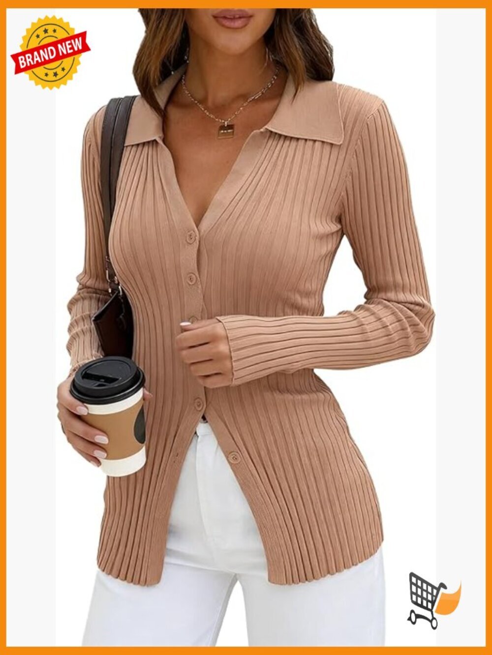 Button Up Cardigan Sweaters for Women Spring Work Sweater Cinched Waist Fitted